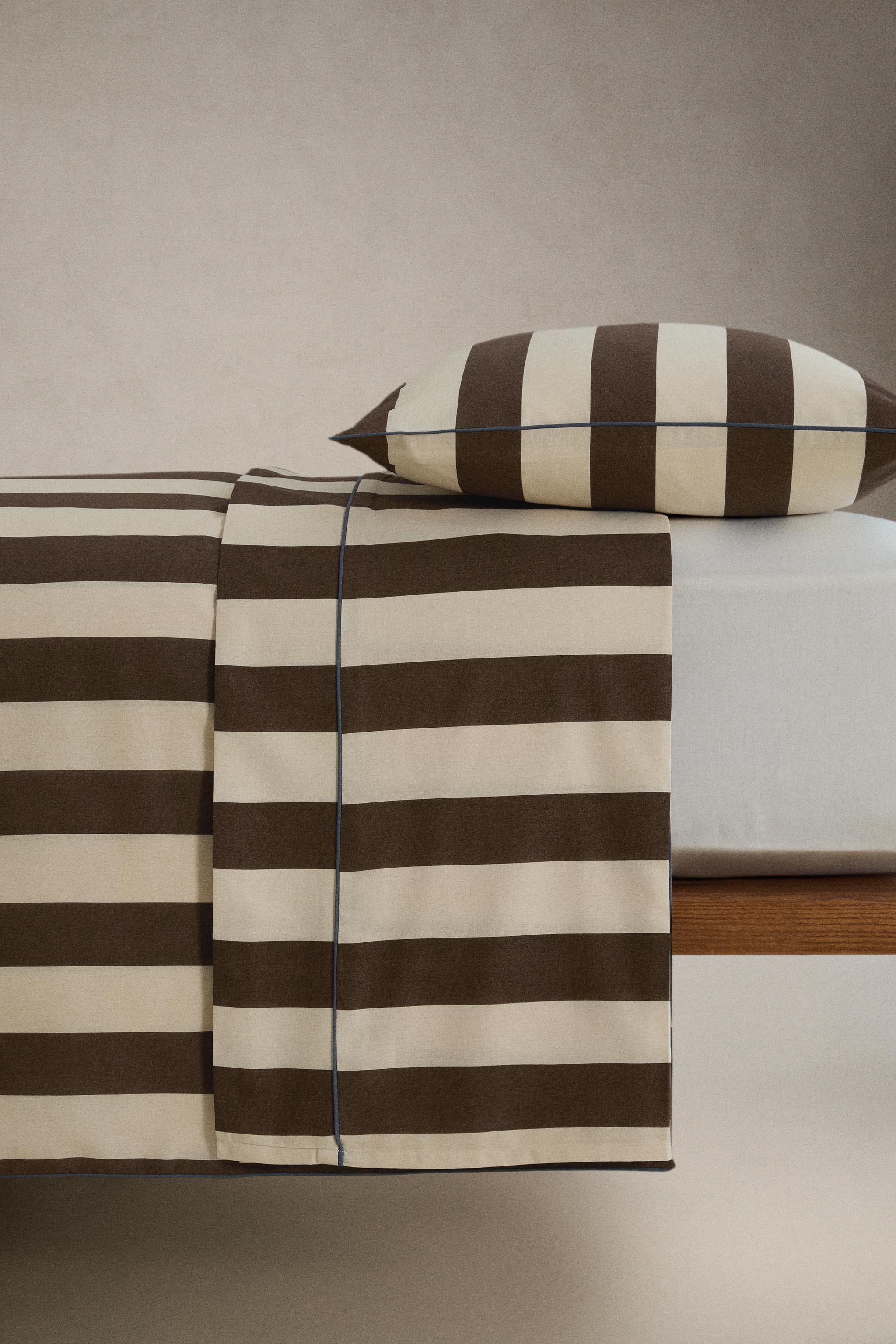 FADED COTTON STRIPE DUVET COVER